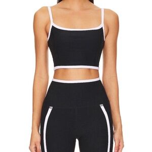 Spacedye New Moves Cropped Tank in Darkest Night &
Cloud White